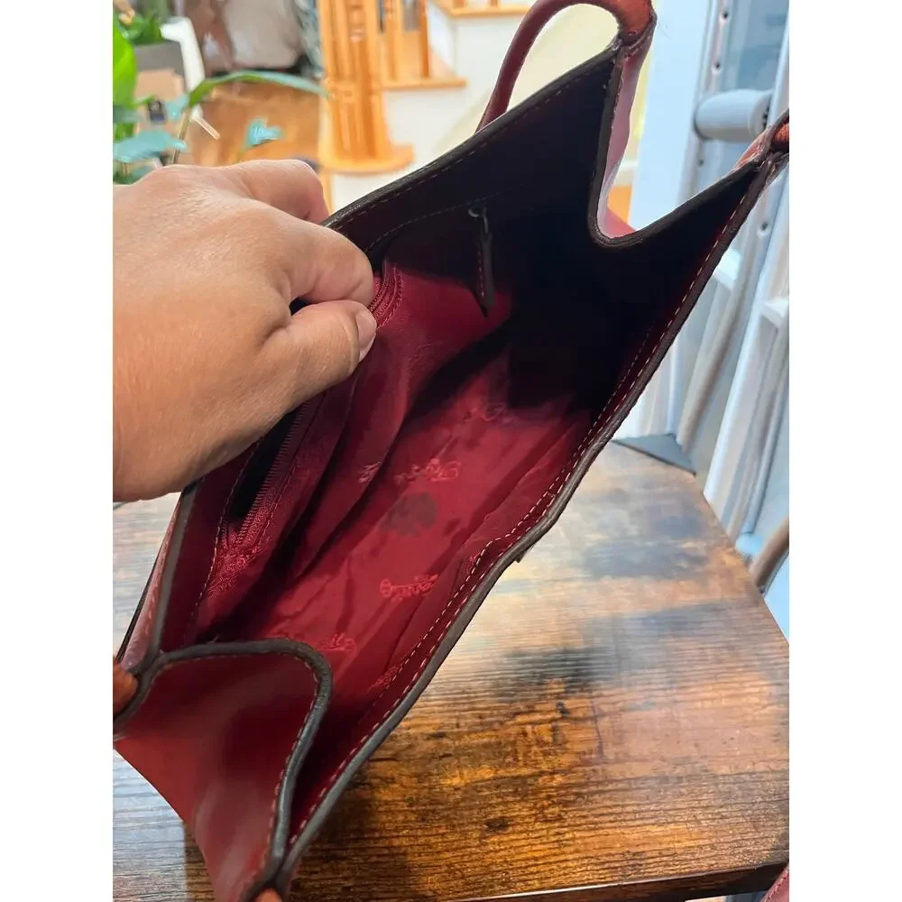 Y2K Fossil Leather Weathered Elongated Structured Shoulder Bag See Description